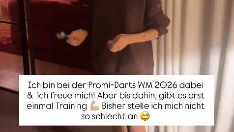 Cathy Hummels übt fleißig für ihre Teilnahme bei der "Promi-Darts-WM".