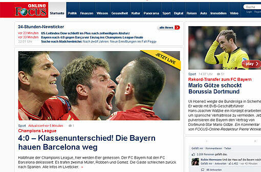 Und "Focus Online" stellt den Klassenunterschied in den Focus.