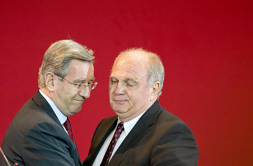 Bayern-Präsident Karl Hopfner und sein Vorgänger Uli Hoeneß.