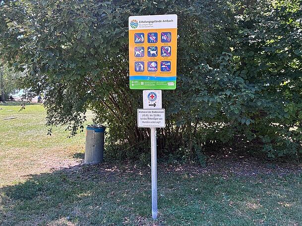 Am Erholungsgelände Ambach sind solche Verbotsschilder aufgestellt. Am Erholungsgelände Ambach sind solche Verbotsschilder aufgestellt.