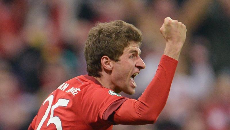Münchens Thomas Müller bejubelt sein Tor zum 1:0. Foto: Andreas Gebert/Archiv Münchens Thomas Müller bejubelt sein Tor zum 1:0. Foto: Andreas Gebert/Archiv