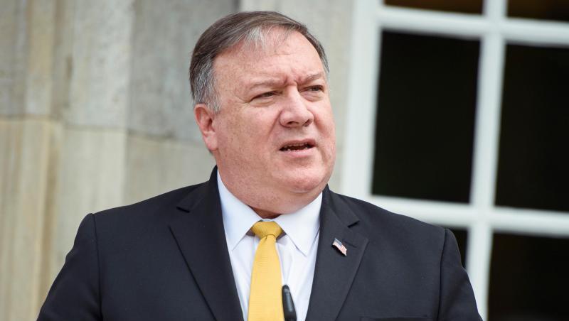 US-Außenminister Mike Pompeo am Freitag nach einem Treffen mit Außenminister Heiko Maas. US-Außenminister Mike Pompeo am Freitag nach einem Treffen mit Außenminister Heiko Maas.