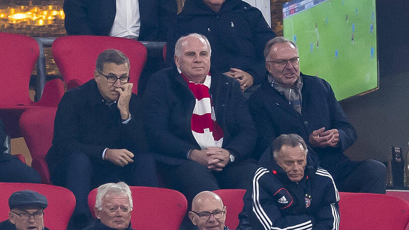 Sahen ein spätes und vor allem vermeidbares Gegentor: Jan Christian Dreesen, Uli Hoeneß und Karl-Heinz Rummenigge (v.l).