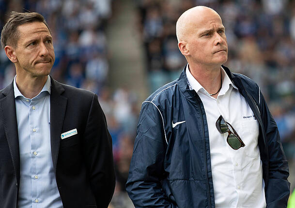 Arbeiten beide lieber still hinter den Kulissen: Finanz-Geschäftsführer Marc-Nicolai Pfeifer (links) und Präsident Robert Reisinger. (Archivbild) Arbeiten beide lieber still hinter den Kulissen: Finanz-Geschäftsführer Marc-Nicolai Pfeifer (links) und Präsident Robert Reisinger. (Archivbild)
