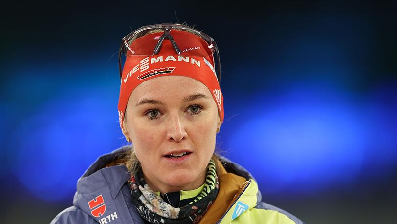 Die deutsche Biathletin Denise Herrmann-Wick spricht.