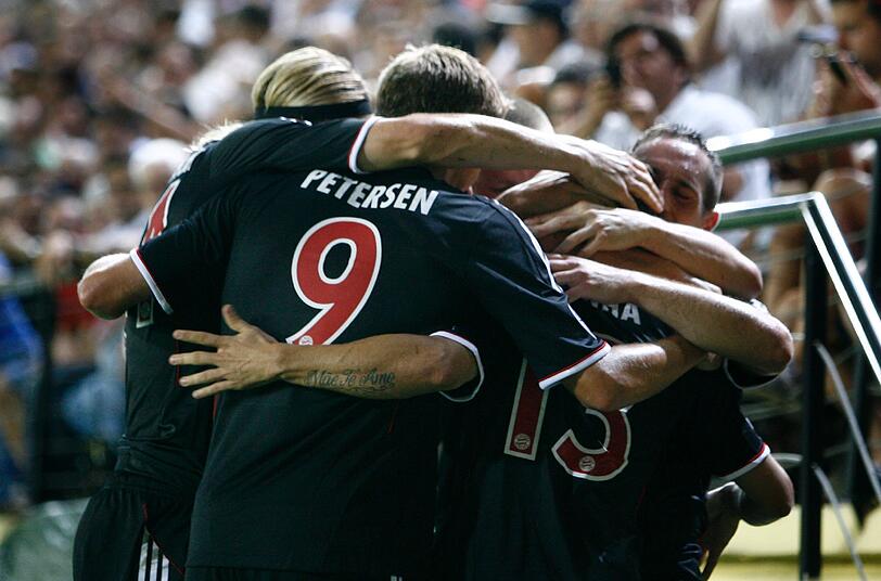 Die Bayern und der Jubel zum Auftakt der Champions League.