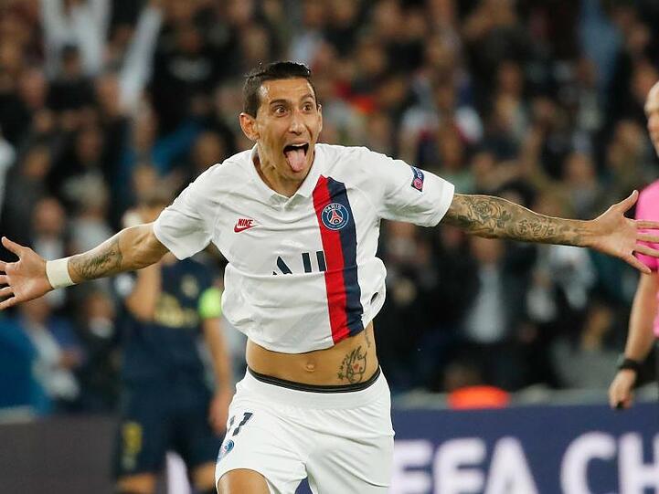 Angel Di Maria von Paris Saint-Germain feiert sein zweites Tor gegen Real Madrid.
