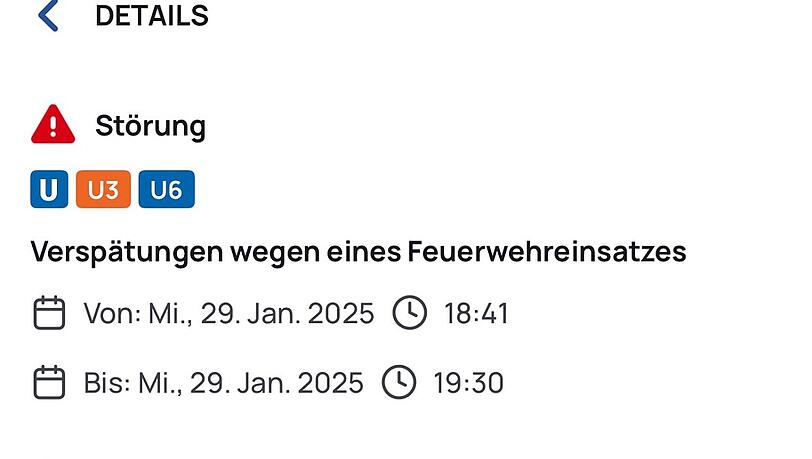 Wegen eines Feuerwehreinsatzes im Bereich Marienplatz kommt es auf der U-Bahn-Linie U3 und U6 zu Verspätungen. Wegen eines Feuerwehreinsatzes im Bereich Marienplatz kommt es auf der U-Bahn-Linie U3 und U6 zu Verspätungen.