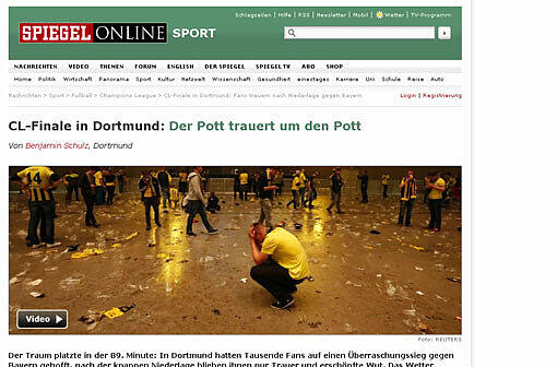 Das Nachtrichtenportal "Spiegel Online" trauert mit dem Pott über den verlorenen Pott und...