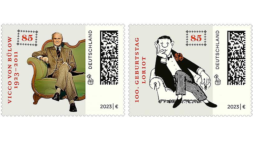 Zu seinem 100. Geburtstag würdigt das Bundesfinanzministerium den Schauspieler, Humoristen und Karikaturisten Loriot (1923-2011) mit zwei Sonderbriefmarken Zu seinem 100. Geburtstag würdigt das Bundesfinanzministerium den Schauspieler, Humoristen und Karikaturisten Loriot (1923-2011) mit zwei Sonderbriefmarken