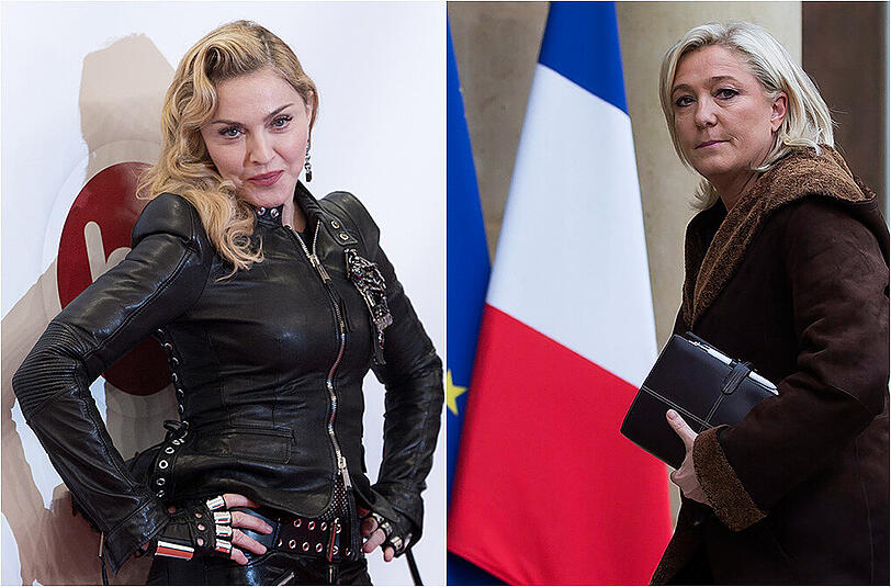 2012 hatte es einen Eklat zwischen Madonna und Marine Le Pen gegeben. Die Sängerin hatte bei einem Auftritt ein Video gezeigt, in dem Le Pen ein Hitlerbart und ein umgedrehtes Hakenkreuz ins Gesicht projiziert worden waren.