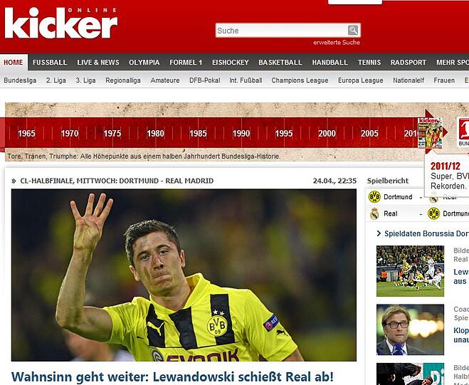 In Bezug auf den fulminanten Bayern-Sieg gegen Barcelona schreibt "kicker.de" vom "Wahnsinn", der "weitergeht".