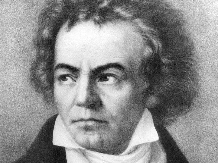 Ludwig van Beethoven auf einer zeitgenössischen Darstellung.