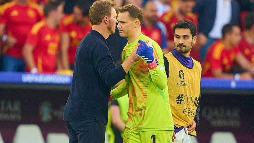 Gehen seit der Heim-EM 2024 getrennte Wege: Bundestrainer Julian Nagelsmann (l.) und Neuer.