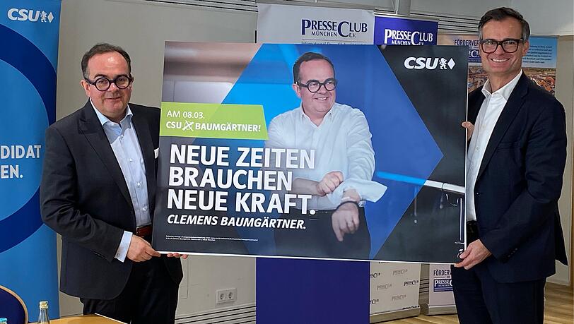 OB-Kandidat Clemens Baumg&auml;rtner (CSU, l.) geht mit seinem Vize-Wahlkampfleiter Alexander Dietrich in den Wahlkampfendspurt.