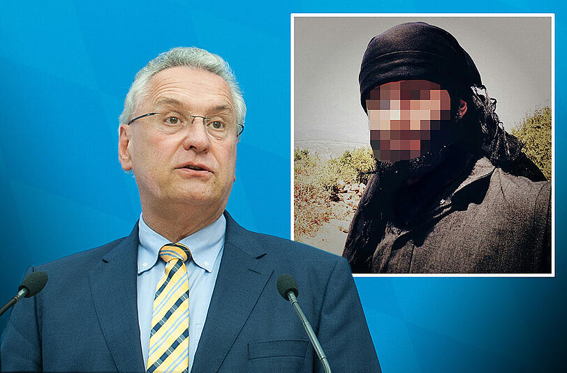 Innenminister Joachim Herrmann ließ Erhan A. (r) im Oktober 2014 abschieben. Der Islamist soll sich nun wieder im Krisengebiet aufhalten und wirbt auf Facebook weiter für den Dschihad.