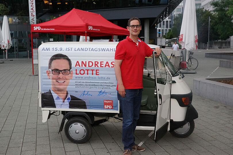 Mit der Ape auf Tour: SPD-Landtagskandidat Andreas Lotte.