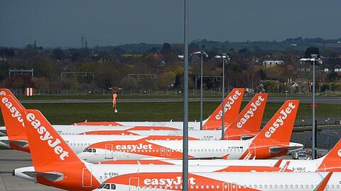 Flugzeuge der britischen Fluggesellschaft Easyjet auf dem Flughafen London Southend.