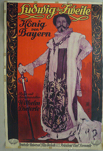 Der Hauptdarsteller führt auch gleich Regie: Das Filmplakat zu &bdquo;Ludwig der Zweite&ldquo; von 1928.