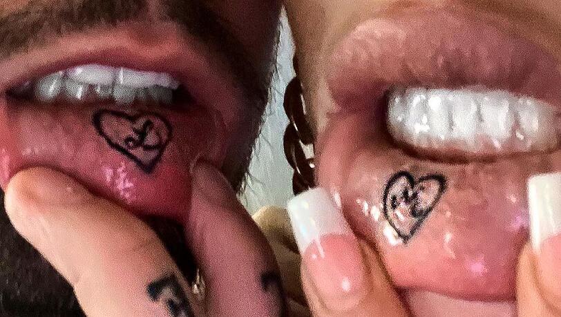 Lippen-Liebe: Mike Heiter und Laura Morante haben sich ein Pärchen-Tattoo stechen lassen Lippen-Liebe: Mike Heiter und Laura Morante haben sich ein Pärchen-Tattoo stechen lassen