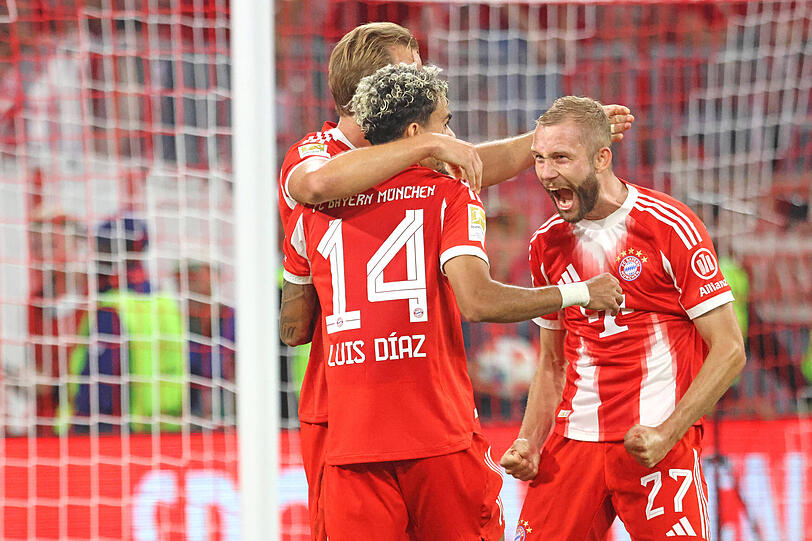 Schickten RB Leipzig mit einer 0:6-Pleite nach Hause: Die Bayern um Luis Díaz. Schickten RB Leipzig mit einer 0:6-Pleite nach Hause: Die Bayern um Luis Díaz.