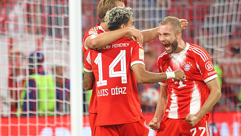 Schickten RB Leipzig mit einer 0:6-Pleite nach Hause: Die Bayern um Luis Díaz. Schickten RB Leipzig mit einer 0:6-Pleite nach Hause: Die Bayern um Luis Díaz.