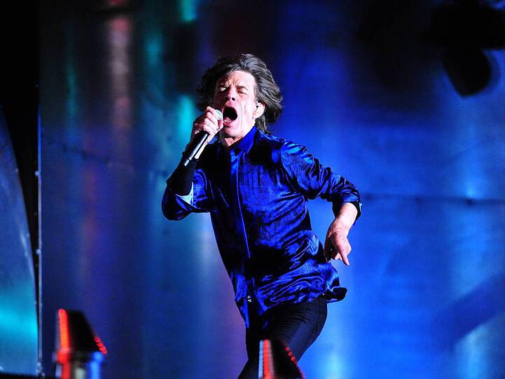 Mick Jagger beim Auftritt der Rolling Stones in Lissabon im Mai 2014