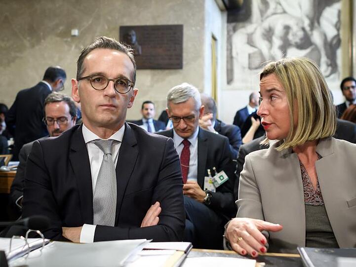 EU-Außenministerin Federica Mogherini und Bundesaußenminister Heiko Maas während der Afghanistan-Konferenz in Genf.