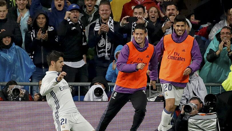 Alvaro Morata feiert seinen Treffer. Alvaro Morata feiert seinen Treffer.