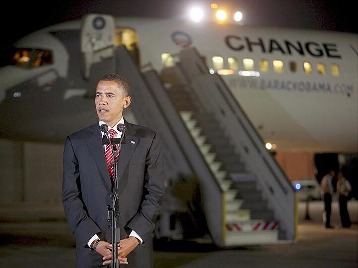 Ein Flugzeug, ein Programm: "Wandel". Barack Obama unterwegs