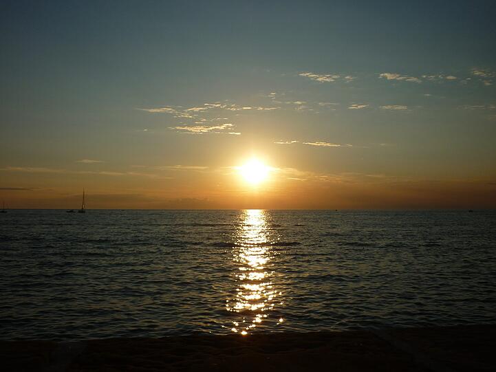 Immer wieder schön: Sonnenuntergang bei Piran.