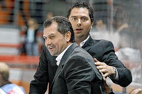 Haben sich versöhnt: Manager Winkler (r.) und Ex-Coach Bernie Englbrecht.