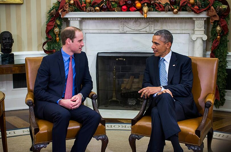 Fröhliche Begegnung: Prinz William und US-Präsident Barack Obama im Oval Office