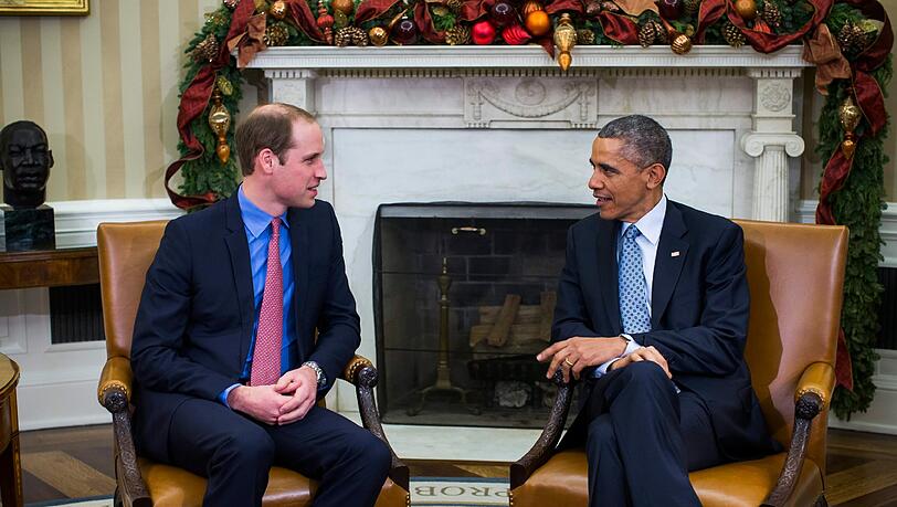 Fröhliche Begegnung: Prinz William und US-Präsident Barack Obama im Oval Office Fröhliche Begegnung: Prinz William und US-Präsident Barack Obama im Oval Office