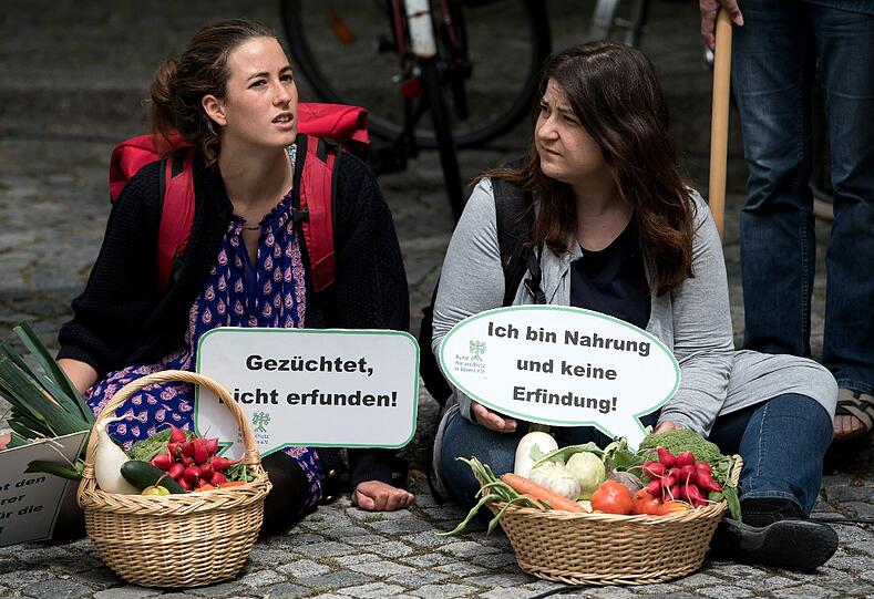 Umweltorganisationen demonstrierten am Mittwoch vor dem Europäischen Patentamt gegen Patenta auf Lebensmittel