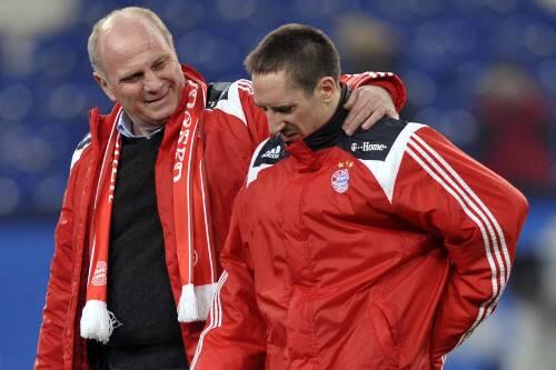 Manager Uli Hoeneß (l.) mit seinem Superstar FRanck Ribéry.