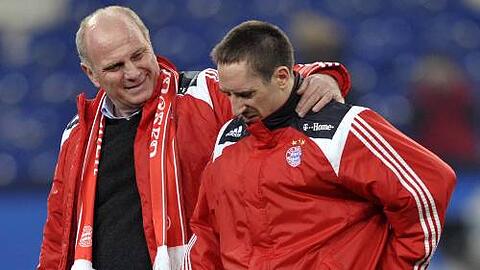 Manager Uli Hoeneß (l.) mit seinem Superstar FRanck Ribéry.