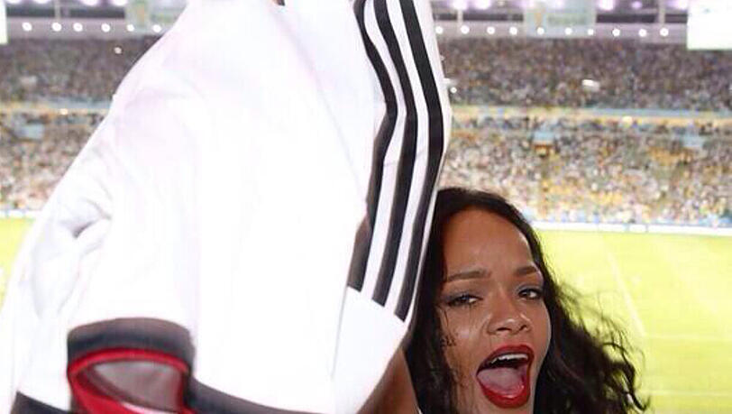 Sängerin und Deutschland-Fan Rihanna beim WM-Finale in Rio de Janeiro Sängerin und Deutschland-Fan Rihanna beim WM-Finale in Rio de Janeiro