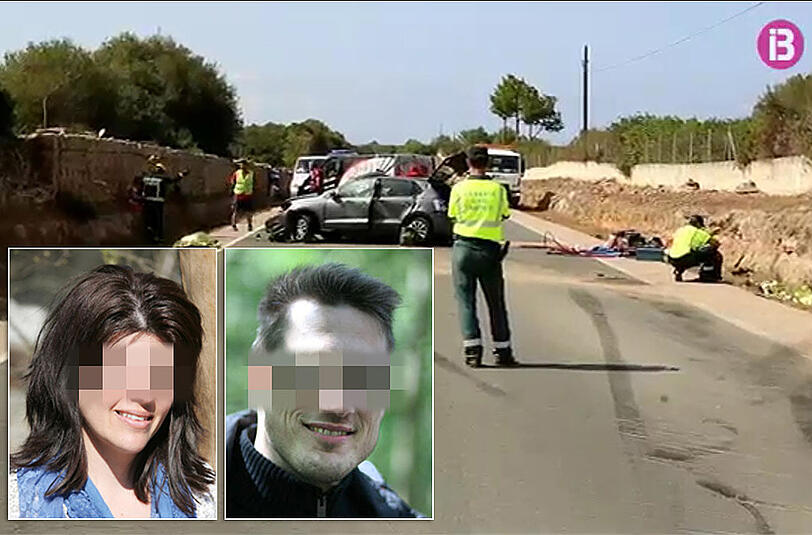 Die Unfallstelle zwischen Alcúdia und Arta: Für das Ehepaar (kleine Bilder) und ihre Töchter kam jede Hilfe zu spät.