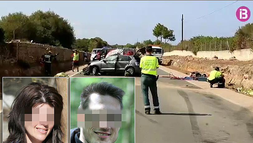 Die Unfallstelle zwischen Alcúdia und Arta: Für das Ehepaar (kleine Bilder) und ihre Töchter kam jede Hilfe zu spät.
