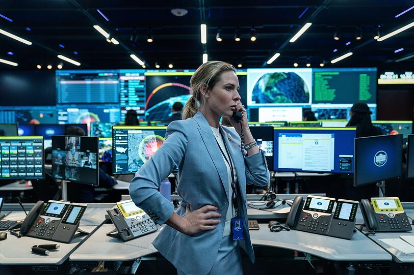 A House of Dynamite. Rebecca Ferguson als Militärstrategin und Sicherheitsbeauftragte des Pentagon.