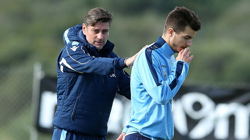 Zwei Ex-Löwen, die jetzt beim KSC unter Vertrag stehen: Sportchef Oliver Kreuzer und Torjäger Stefan Mugosa.