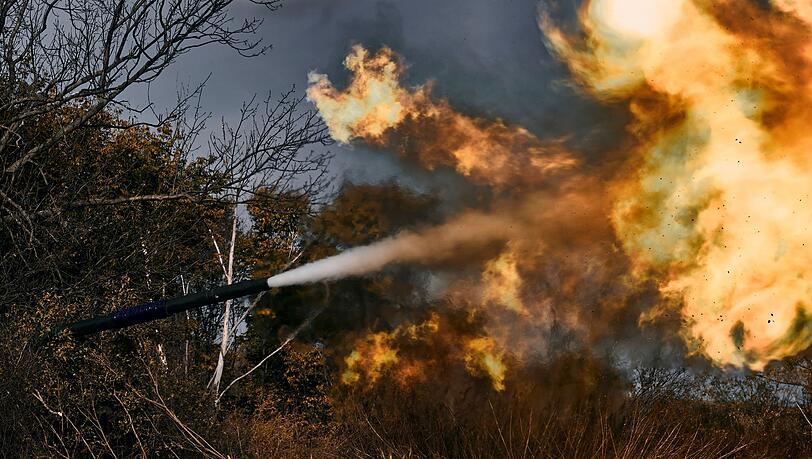 Ein ukrainischer Panzer in der Nähe von Bachmut in der Region Donezk im Osten der Ukraine.