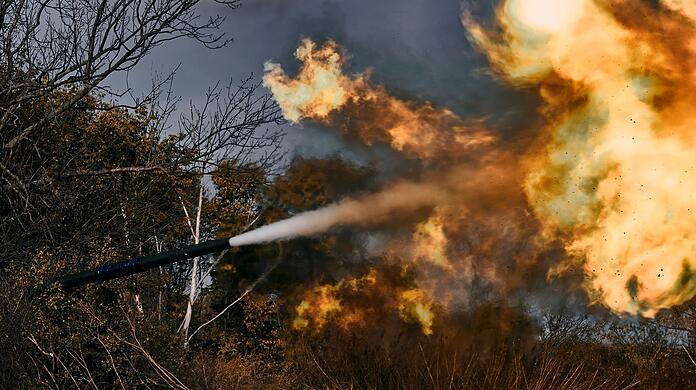 Ein ukrainischer Panzer in der Nähe von Bachmut in der Region Donezk im Osten der Ukraine.