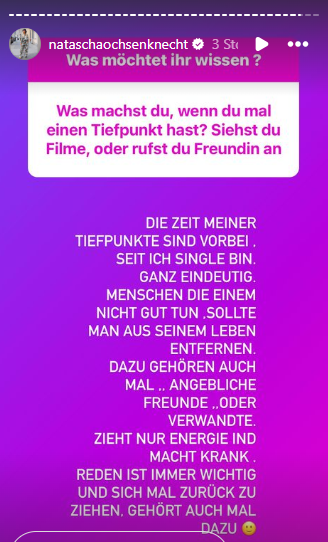 Bei einem Q&A auf Instagram rechnet Natascha Ochsenknecht mit ihren Ex-Freunden ab. Bei einem Q&A auf Instagram rechnet Natascha Ochsenknecht mit ihren Ex-Freunden ab.