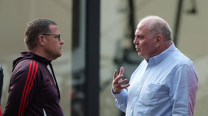 Sportvorstand Max Eberl (li.) und Ehrenpräsident Uli Hoeneß.