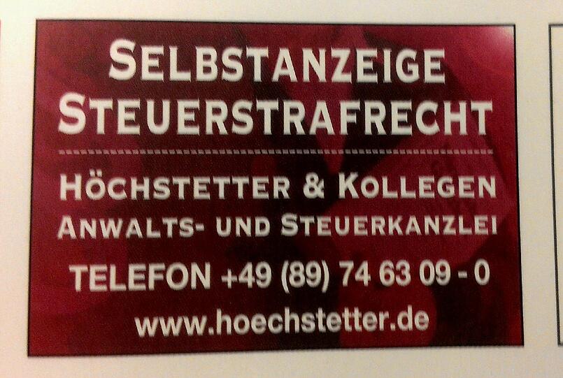 ... und darunter: Diese Werbung einer Münchner Steuerkanzlei.