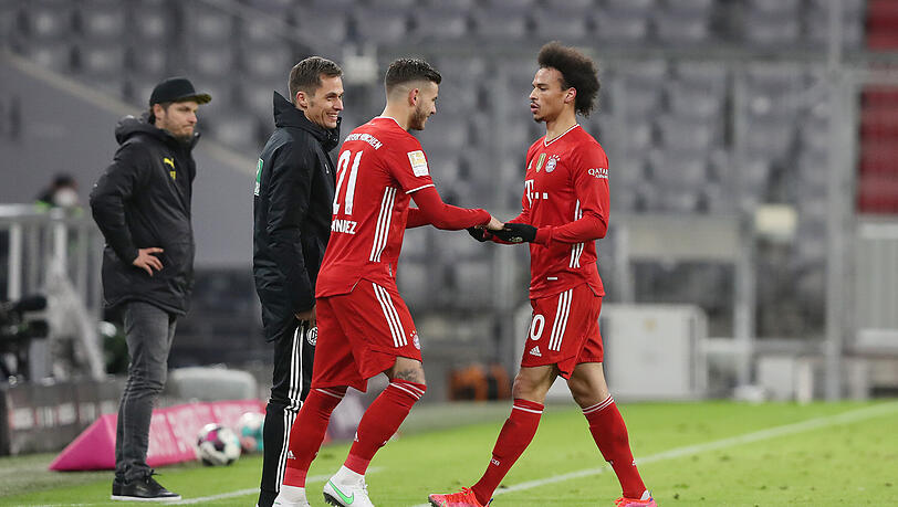 Lucas Hernández (l.) wurde für Leroy Sané eingewechselt. Lucas Hernández (l.) wurde für Leroy Sané eingewechselt.