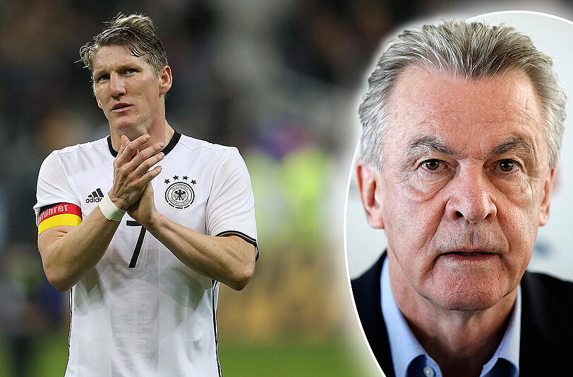&bdquo;Bastian ist der Kapitän und hält die Mannschaft zusammen&ldquo;, sagt Hitzfeld über den verletzten Schweinsteiger.