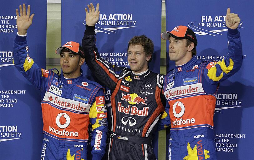 Schneller als der Rest: Sebastian Vettel holte ihn Abu Dhabi zum 14. Mal in der Saison die Pole Position. Lewis Hamilton und  Jenson Button  hatten das Nachsehen.
